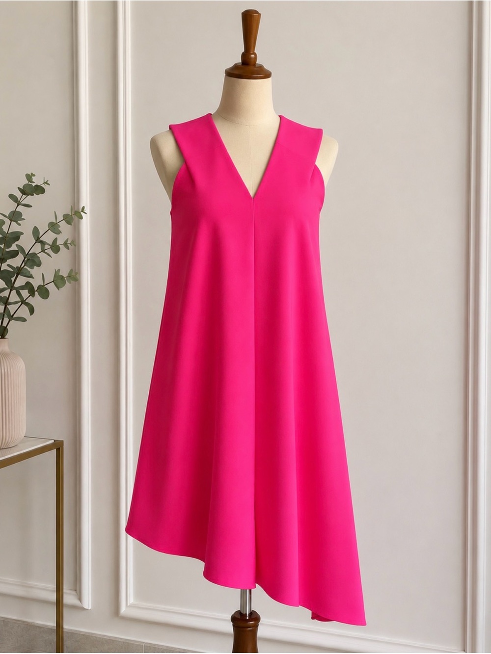 Rachel Zoe Women’s Hot Pink Sleeveless Shift Dress NWT Size S Gold Back Zip